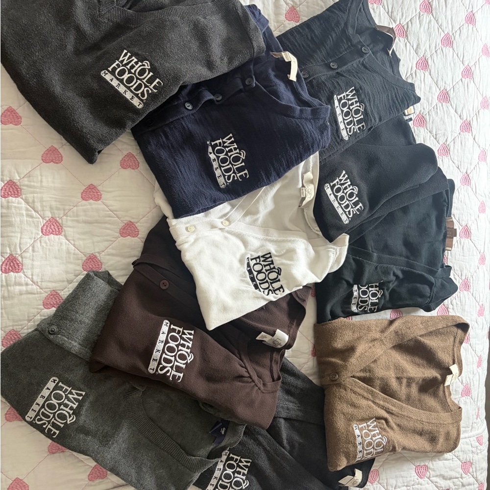 Whole Foods 10 embroidered sweaters various colors size M w/ buttons or  V neck